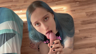 Жесткий минет и страстный финал в ротик